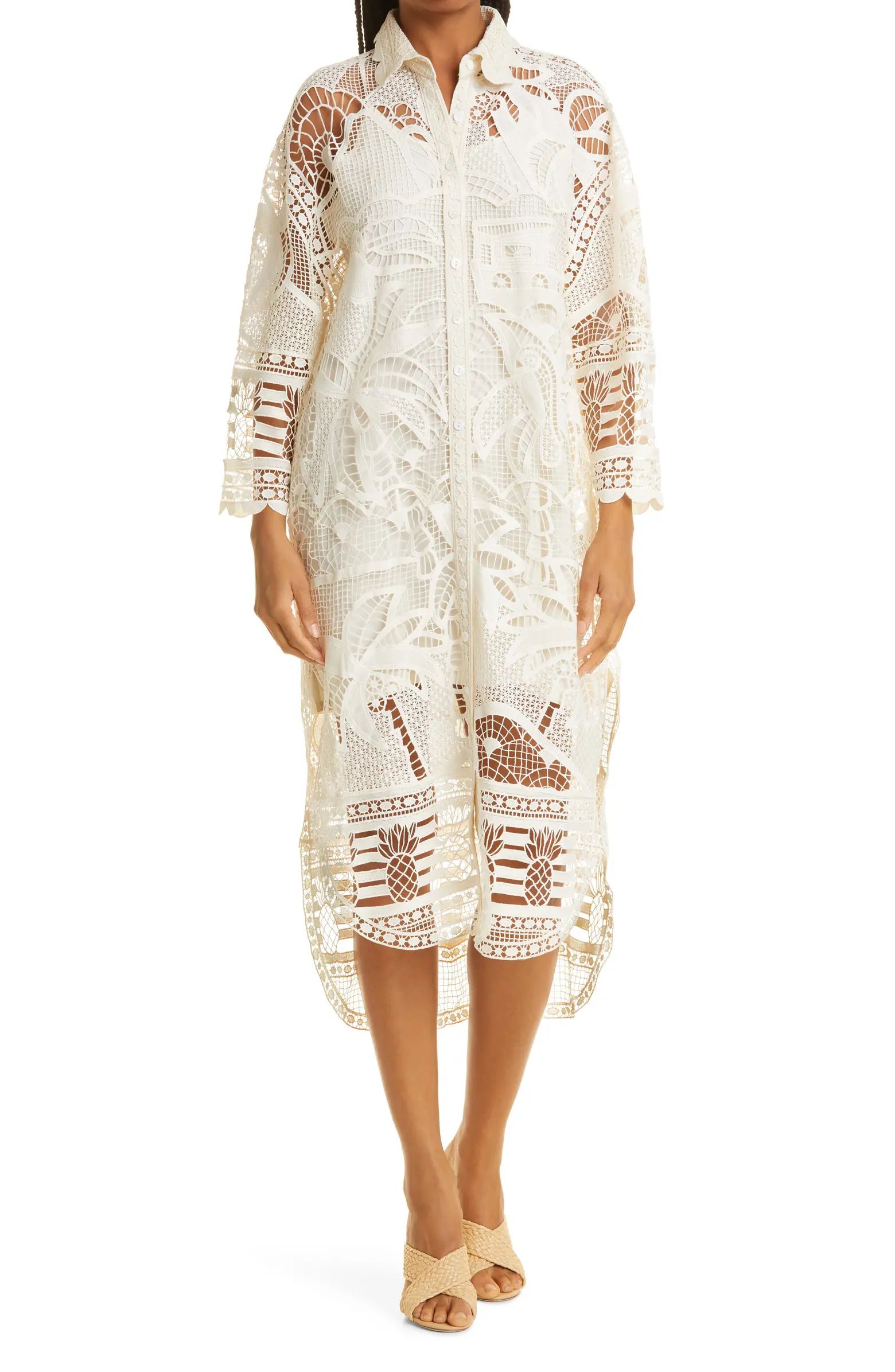 Guipure Lace High/Low Shirtdress | Nordstrom