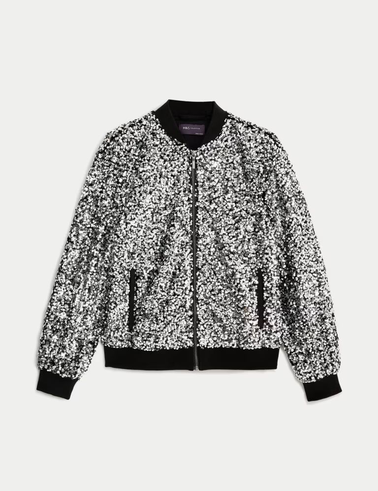 Sequin Relaxed Bomber Jacket | Marks & Spencer (UK)