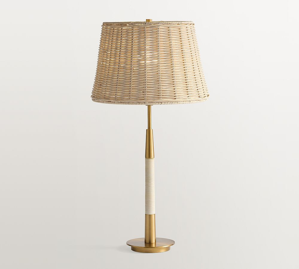 Reese Rattan Table Lamp (18") | Pottery Barn (US)