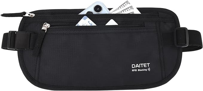 DAITET Money Belt - Passport Holder Secure Hidden Travel Wallet with RFID Blocking, Undercover Fa... | Amazon (US)
