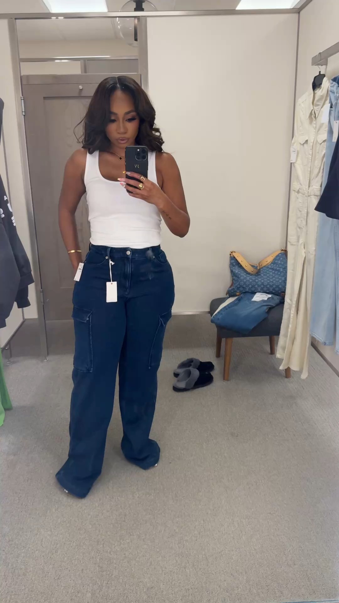 Jeans that have a cargo denim effect currently on sale! Would pair with heels or sneakers! Tried on a size 10 for reference!

#LTKFindsUnder100 #LTKStyleTip #LTKSaleAlert