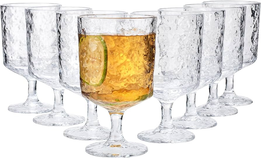 KX-WARE Iceberg Acrylic All-Purpose Wine Glasses, 12-ounce Plastic Stem Wine Glasses, set of 8 Cl... | Amazon (US)