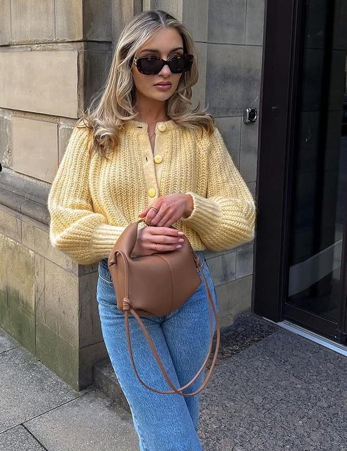 Wyeysyt Womens Cardigan Sweater Button Down Long Sleeve Chunky Soft Knit Sweater Fall Open Front ... | Amazon (US)