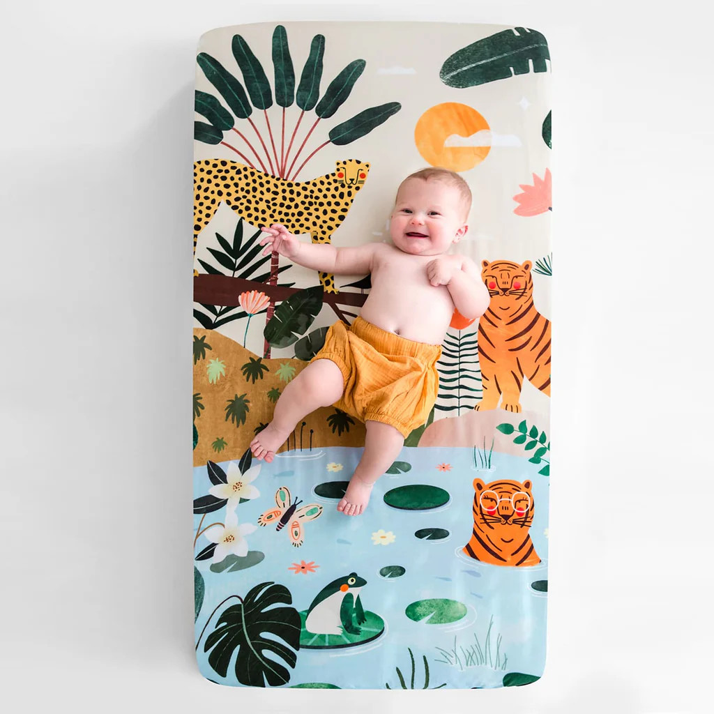 In The Jungle Standard Size Crib Sheet | Rookie Humans
