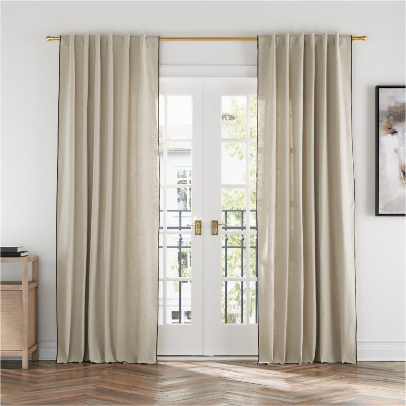 Merrow Stitch Organic Cotton Natural Curtain Panel 52"x120" + Reviews | Crate & Barrel | Crate & Barrel