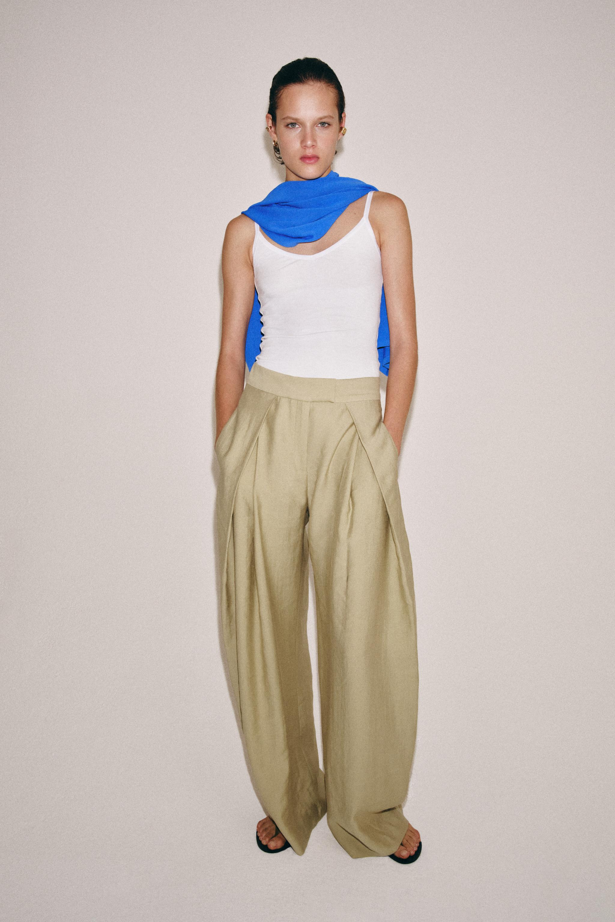 ZW COLLECTION PLEATED WIDE LEG PANTS | Zara US