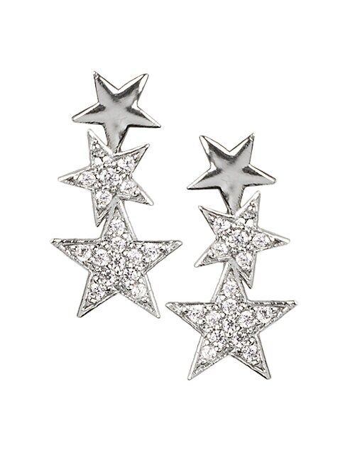 Rhodium-Plated & Crystal Pavé Star Drop Earrings | Saks Fifth Avenue OFF 5TH