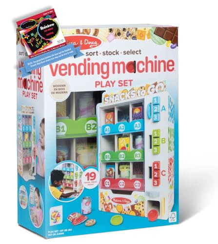 Sort, Stock, Select Wooden Vending Machine: Pretend Play Set Bundle with 1 Theme Compatible M&D Scratch Fun Mini-Pad (32400) | Amazon (US)