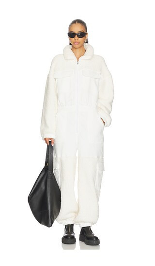 Free People Salopette Coverall Jumpsuit in Ivory. - size M | Revolve Clothing (Global)