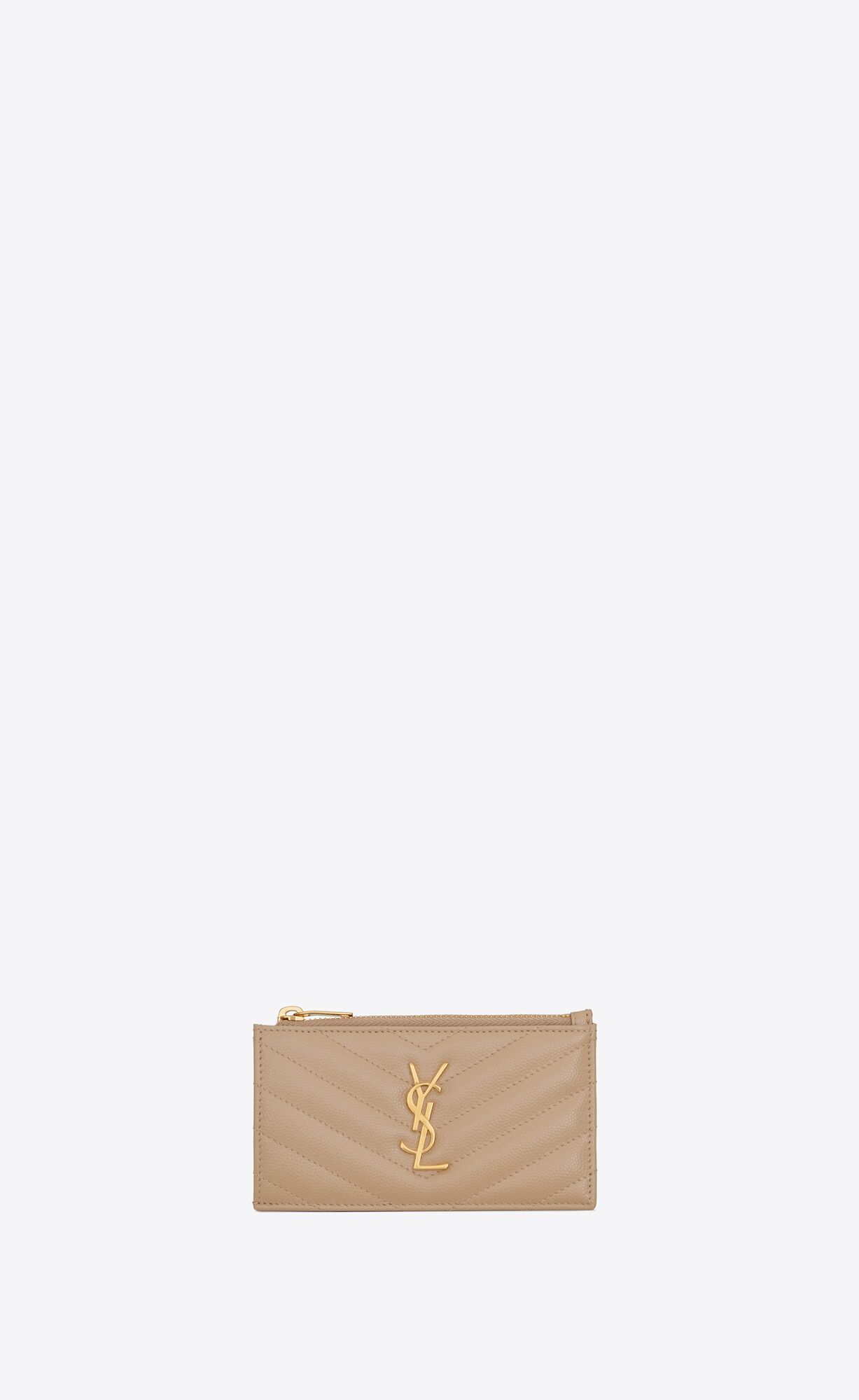 monogram fragments zippered card case in grain de poudre embossed leather | Saint Laurent Inc. (Global)