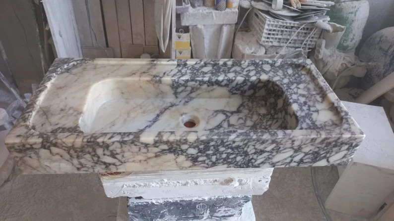 Calacatta Viola Antique Marble Sink, Marble Sink, Custom Order Sink, Wall Mount Sink, Powder Room... | Etsy (US)