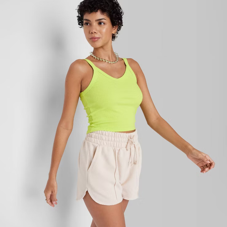 Women's V-Neck Ribbed Tiny Tank Top - Wild Fable™ | Target