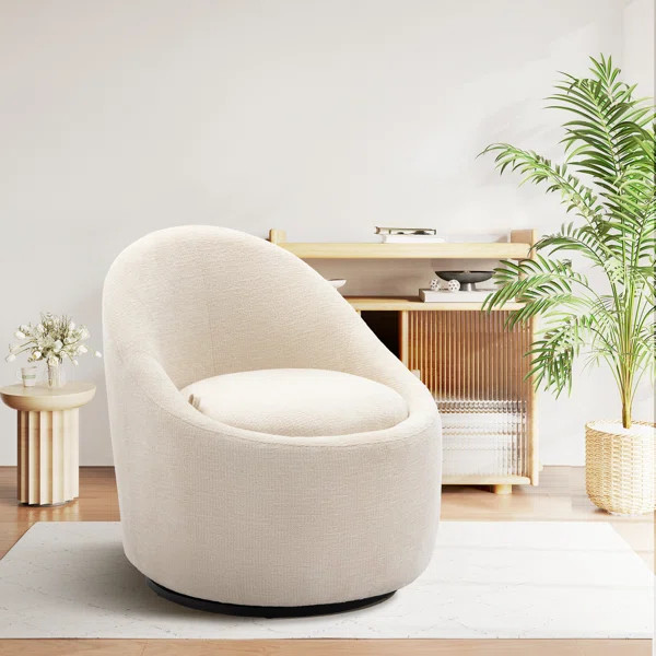 Caylob Small Modern Round Swivel Accent Chair with Hidden Storage | Wayfair North America