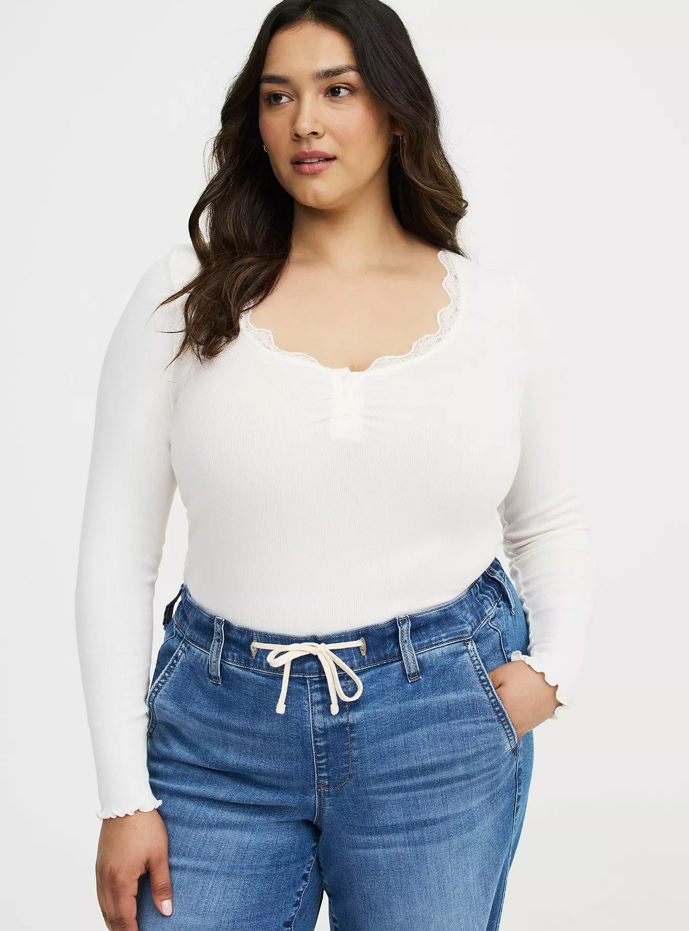 Cotton Modal Rib Henley Top | Torrid (US & Canada)