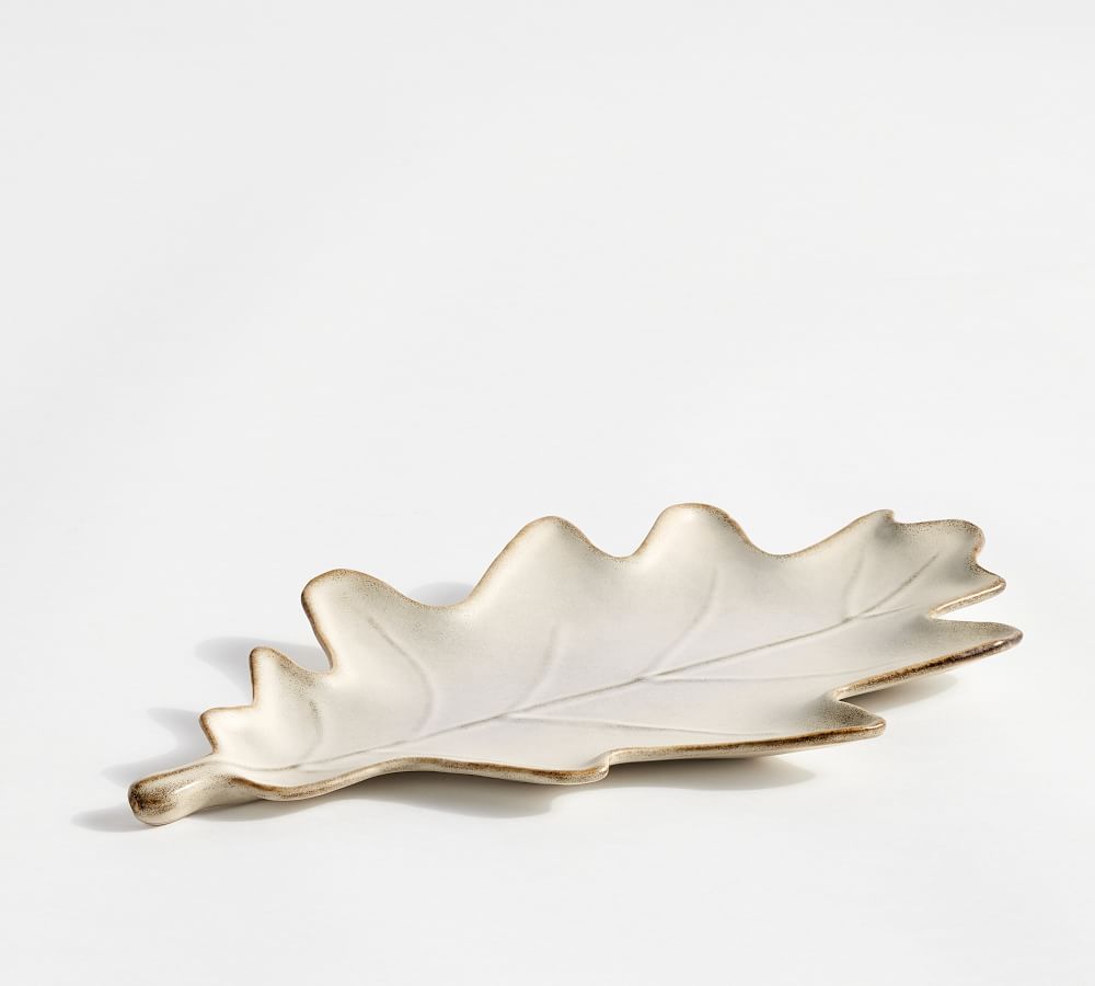 Ridge Leaf Stoneware Serving Platter | Pottery Barn (US)