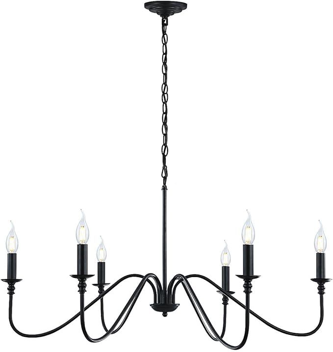 Black Chandelier,6-Light Rustic Industrial Iron Chandeliers for Dining Room Lighting Fixtures Han... | Amazon (US)