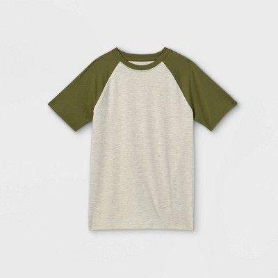 Boys' Baseball Short Sleeve T-Shirt - Cat & Jack™ Cream/Fern Green | Target