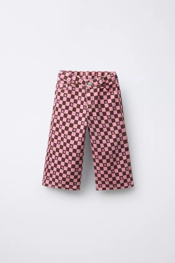CHECKERBOARD PLAID TWILL PANTS | Zara US