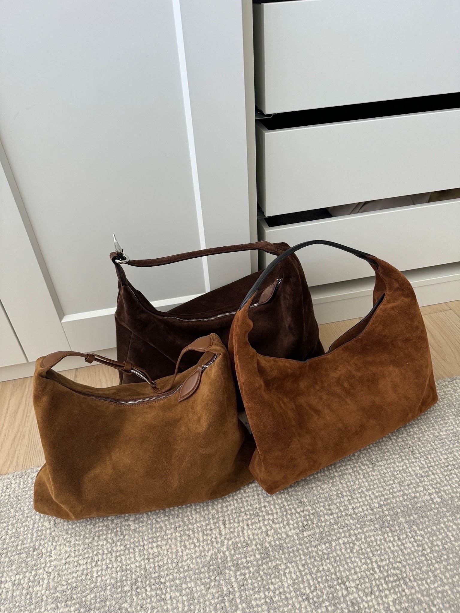 Liffner bags vs. Madewell Mylie bag

Dark chocolate - Liffner Pillow Hobo. Large size. Can work as a mom bag. 
Rust color - Liffner Pillow Shoulder. Smallest of the 3. Color is no longer available. 
Pecan Color - Madewell. Great alternative option. 

Petite style, suede purse 

#LTKSaleAlert #LTKSeasonal #LTKPetite