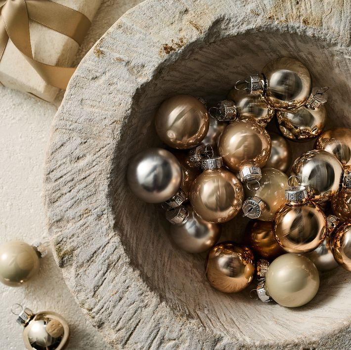 Glass Ball Ornaments - Champagne (Set of 25) | West Elm (US)