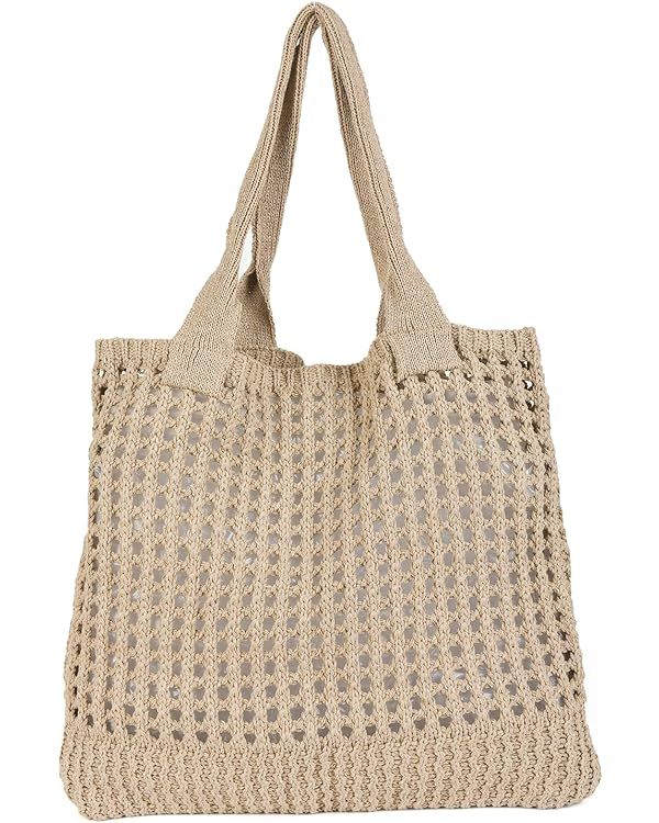 Hobo Knit Crochet Tote Bag for Women Handmade Woven Aesthetic Women's Cute Casual High Capacity S... | Amazon (US)