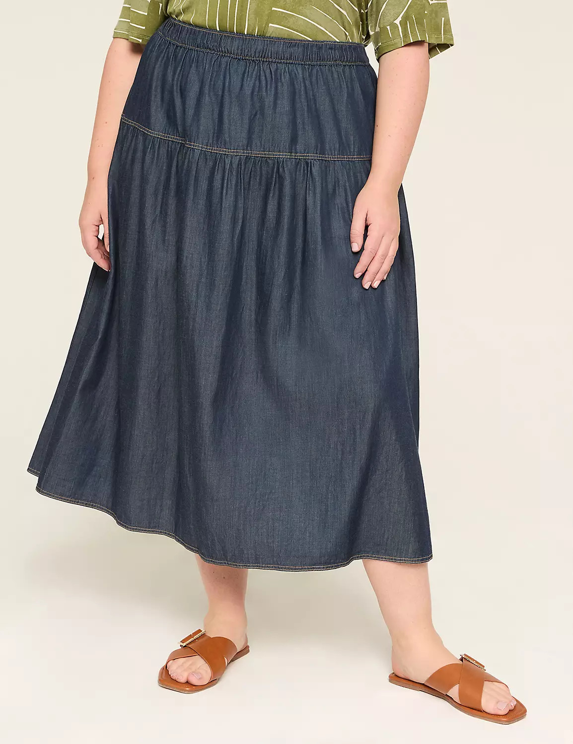 Chambray Tiered Maxi Skirt | LaneBryant | Lane Bryant (US)