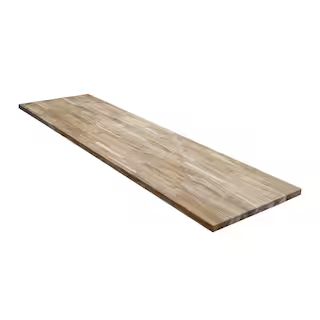Hampton Bay 10 ft. L x 25 in. D Unfinished Teak Solid Wood Butcher Block Countertop With Square E... | The Home Depot