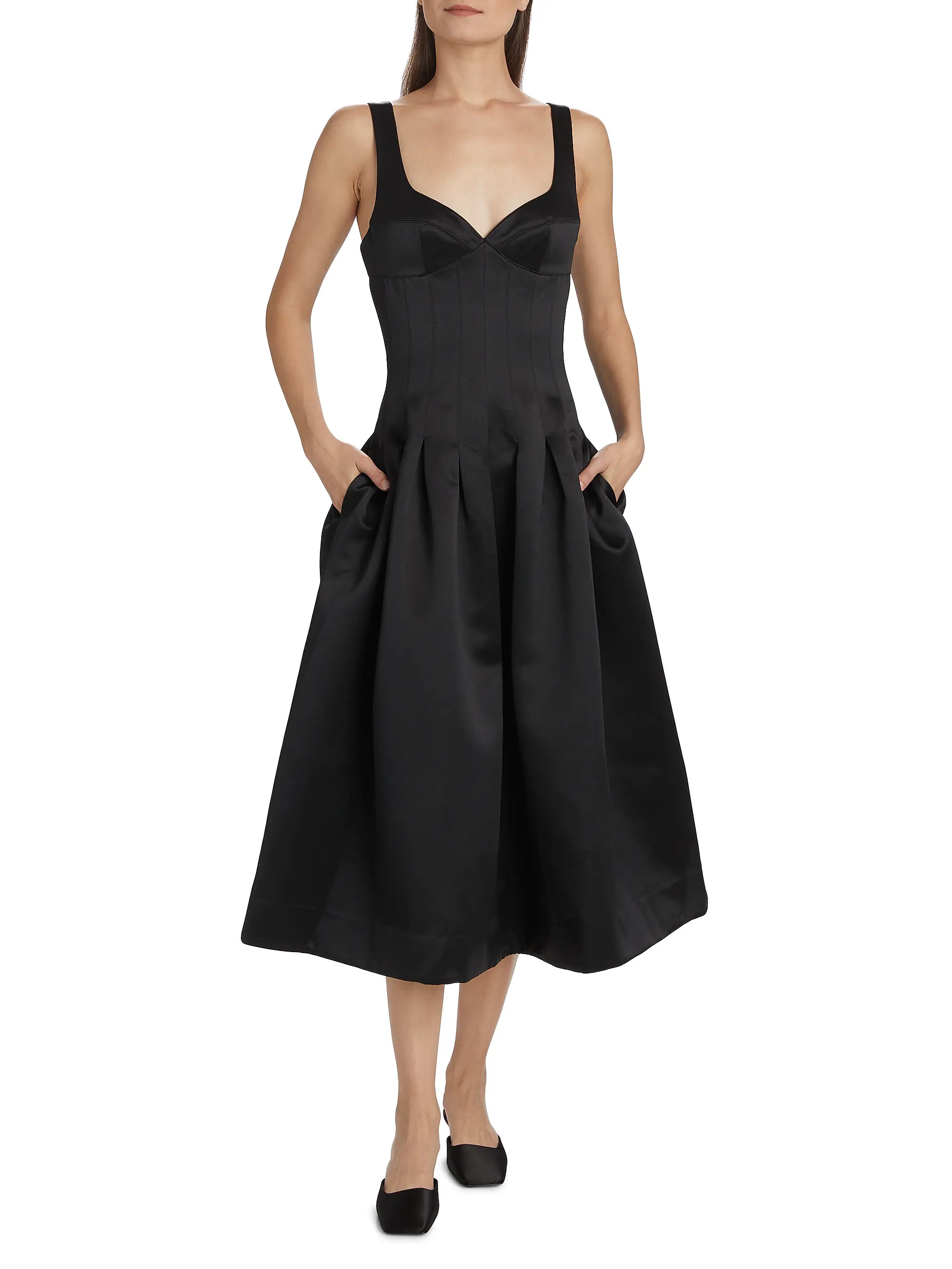 Cory Corset-Waist Midi-Dress | Saks Fifth Avenue