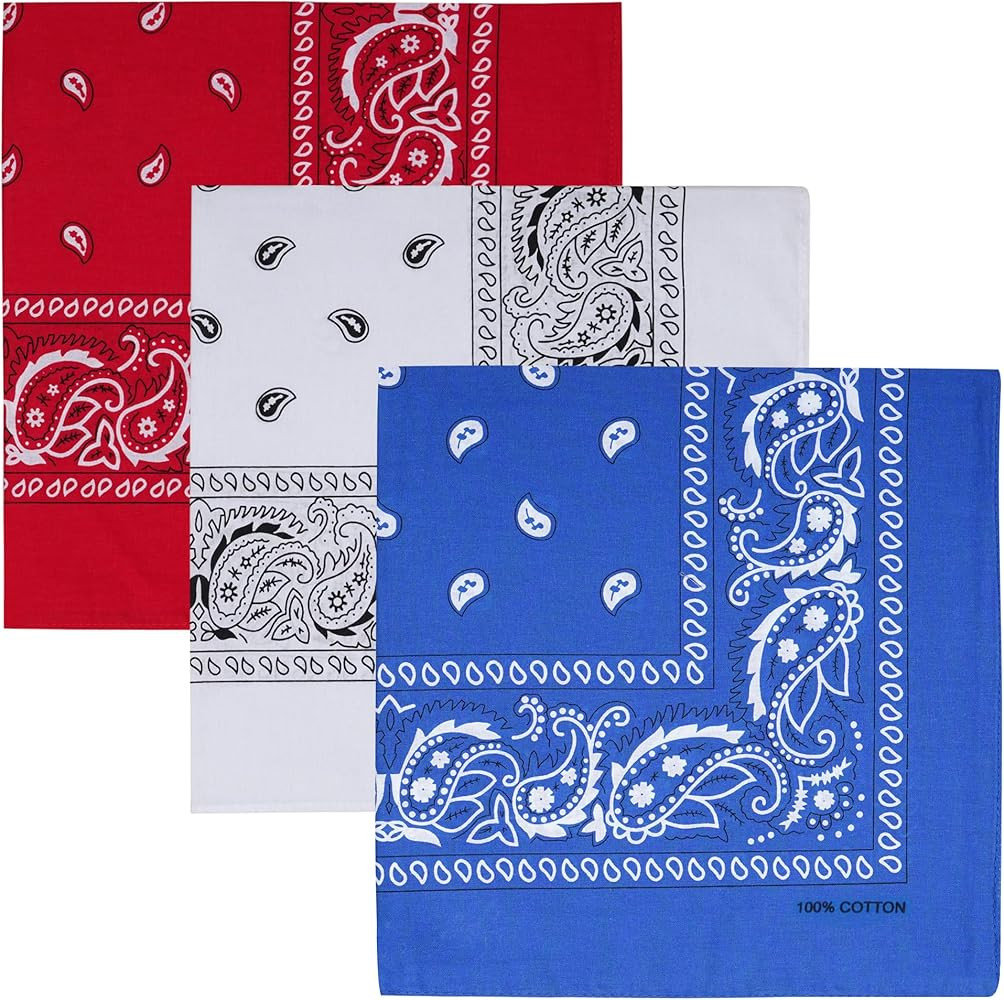Raylarnia 100% Cotton Large Bandanas for Men and Women, 22 Inch Paisley Bandana with Multiple Col... | Amazon (US)