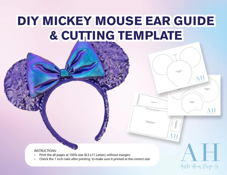 DIY Mickey Ears PDF Template - Cutting Size Guide | Etsy (Global)