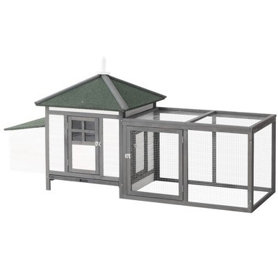 77" Wooden Chicken Coop with Nesting Box, Cute Outdoor Hen House with Removable Tray, Ramp Run, for Garden Backyard | Target