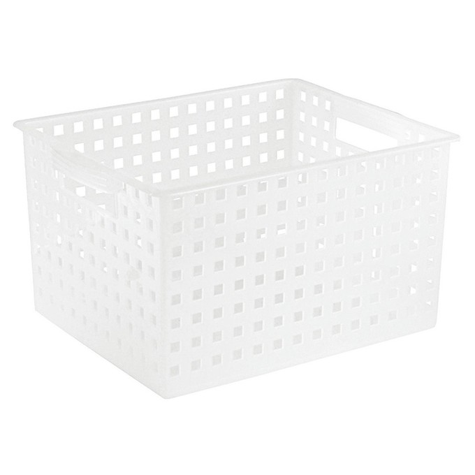 Click for more info about Interdesign Bath & Spa Plastic Storage Basket - Polished Frost (Large), White