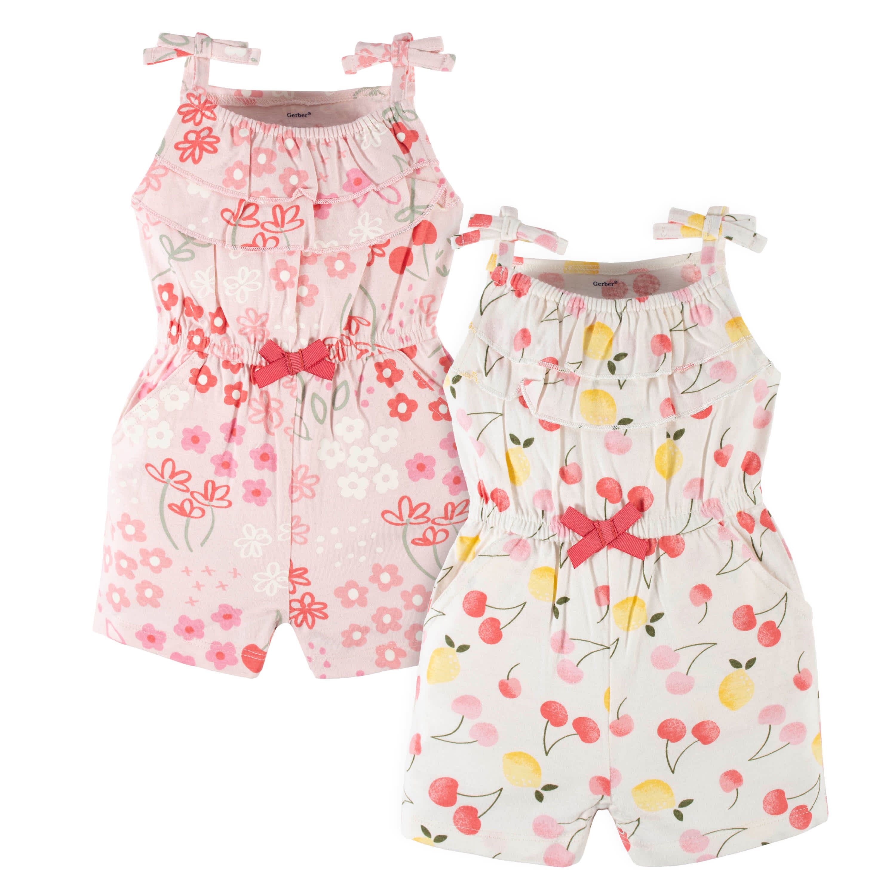 2-Pack Baby & Toddler Girls Cherry Kisses Tank Rompers | Gerber Childrenswear