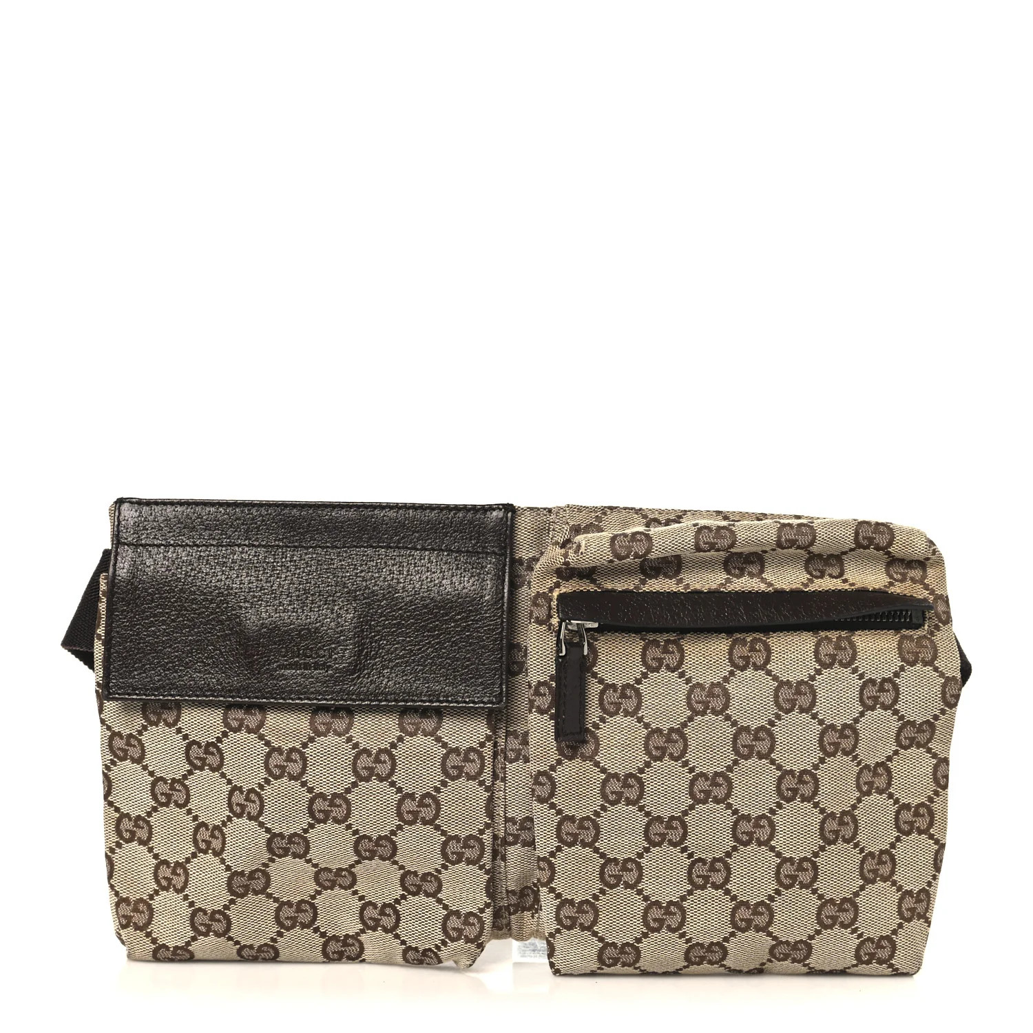 GG Monogram Double Pocket Belt Bag Dark Brown | FASHIONPHILE (US)