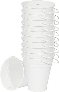Houseables Galvanized Buckets, Metal Bucket, White, 4.5" W x 5" H, 12 Pack, Tin, Party Supplies, ... | Amazon (US)