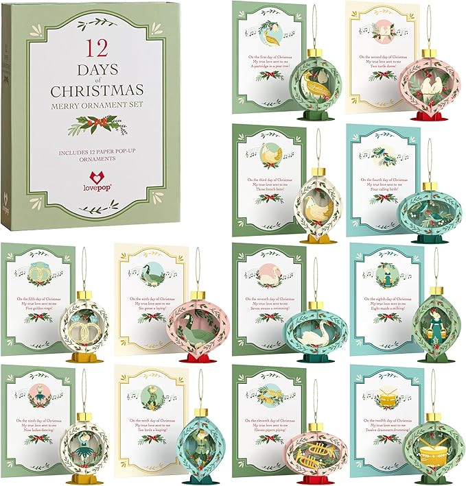 Lovepop Christmas Pop-Up Card Paper Advent Calendar - 3D Holiday Greeting Cards - 12 Days of Chri... | Amazon (US)