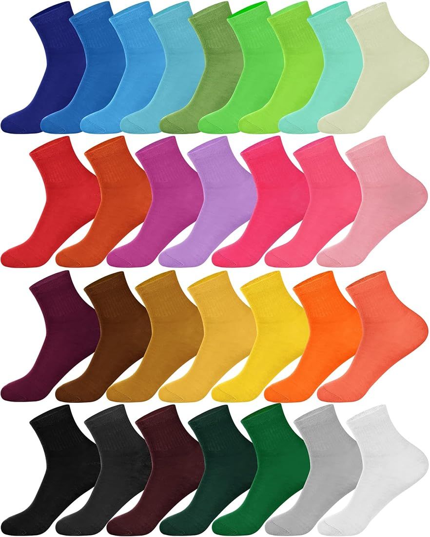 Foaincore 30 Pairs Women Crew Socks Solid Color Socks for Women Size 9-11 Cotton Socks Comfortabl... | Amazon (US)