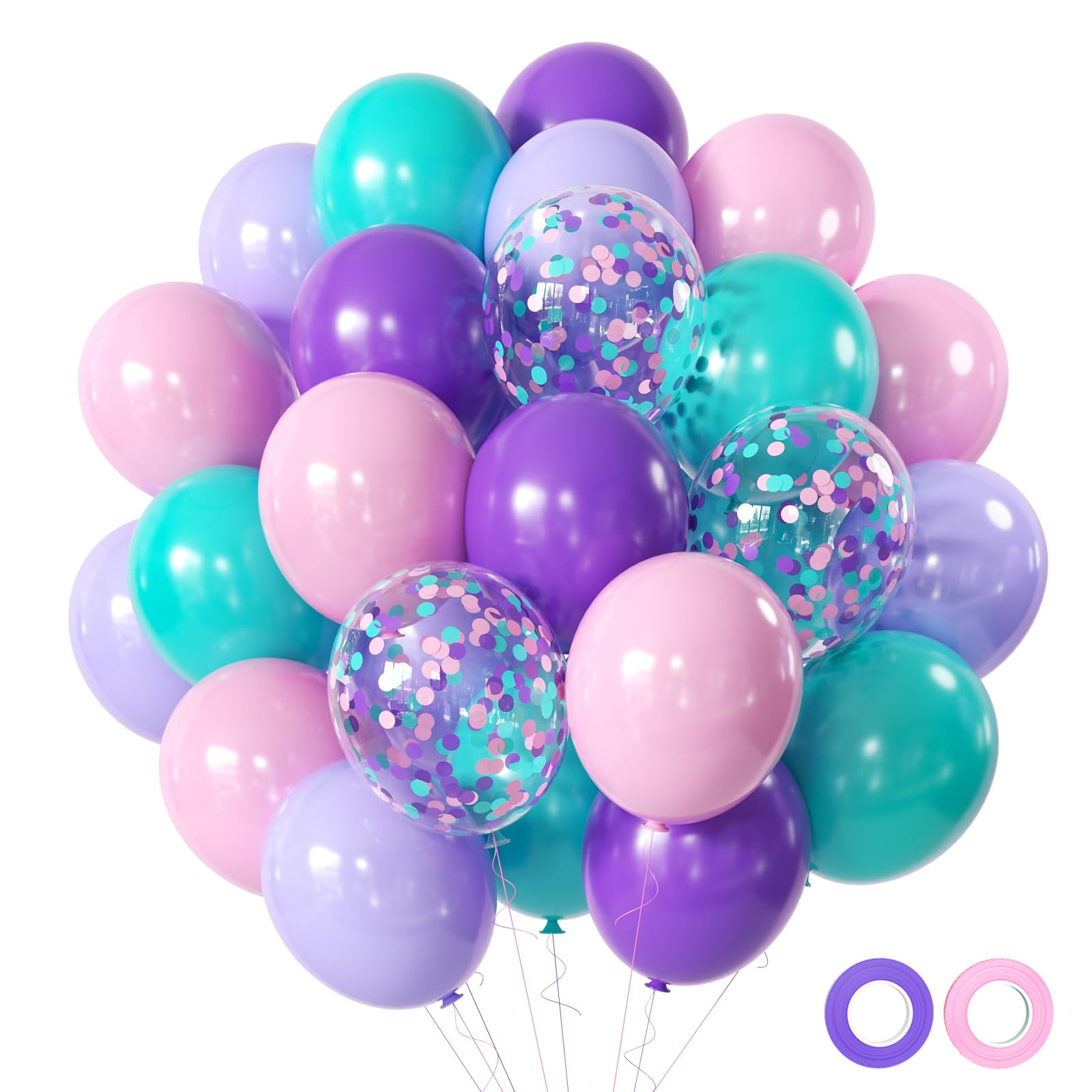Pink and Purple Party Balloons, 50 Pcs 12 Inches Purple Pink Teal Blue Latex Balloon Purple and P... | Amazon (US)