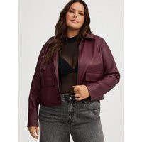 Faux Leather Zip-Up Jacket in Burgundy | Torrid (US & Canada)