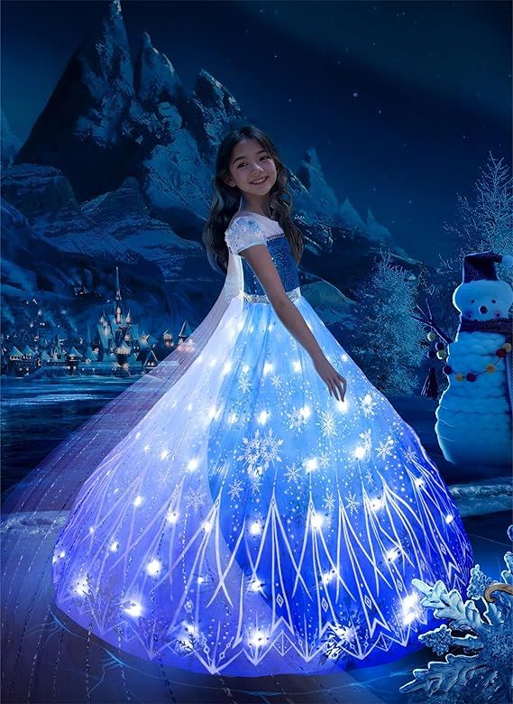 UPORPOR Light Up Girls Halloween Costume Snow Princess Dress Ice Christmas Costumes Toddler Kids ... | Amazon (US)