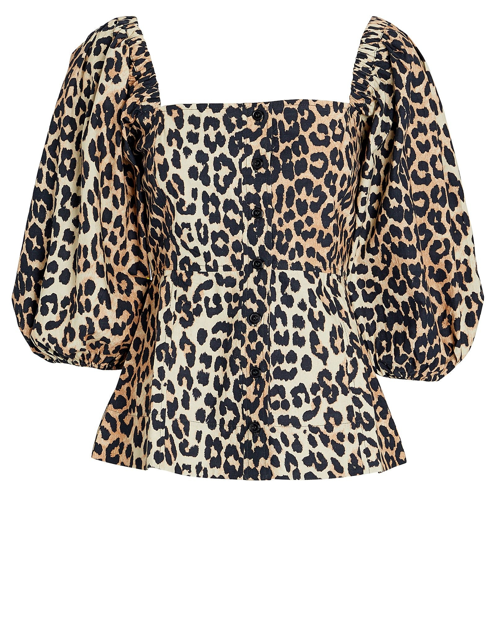 Leopard Puff Sleeve Poplin Top | INTERMIX