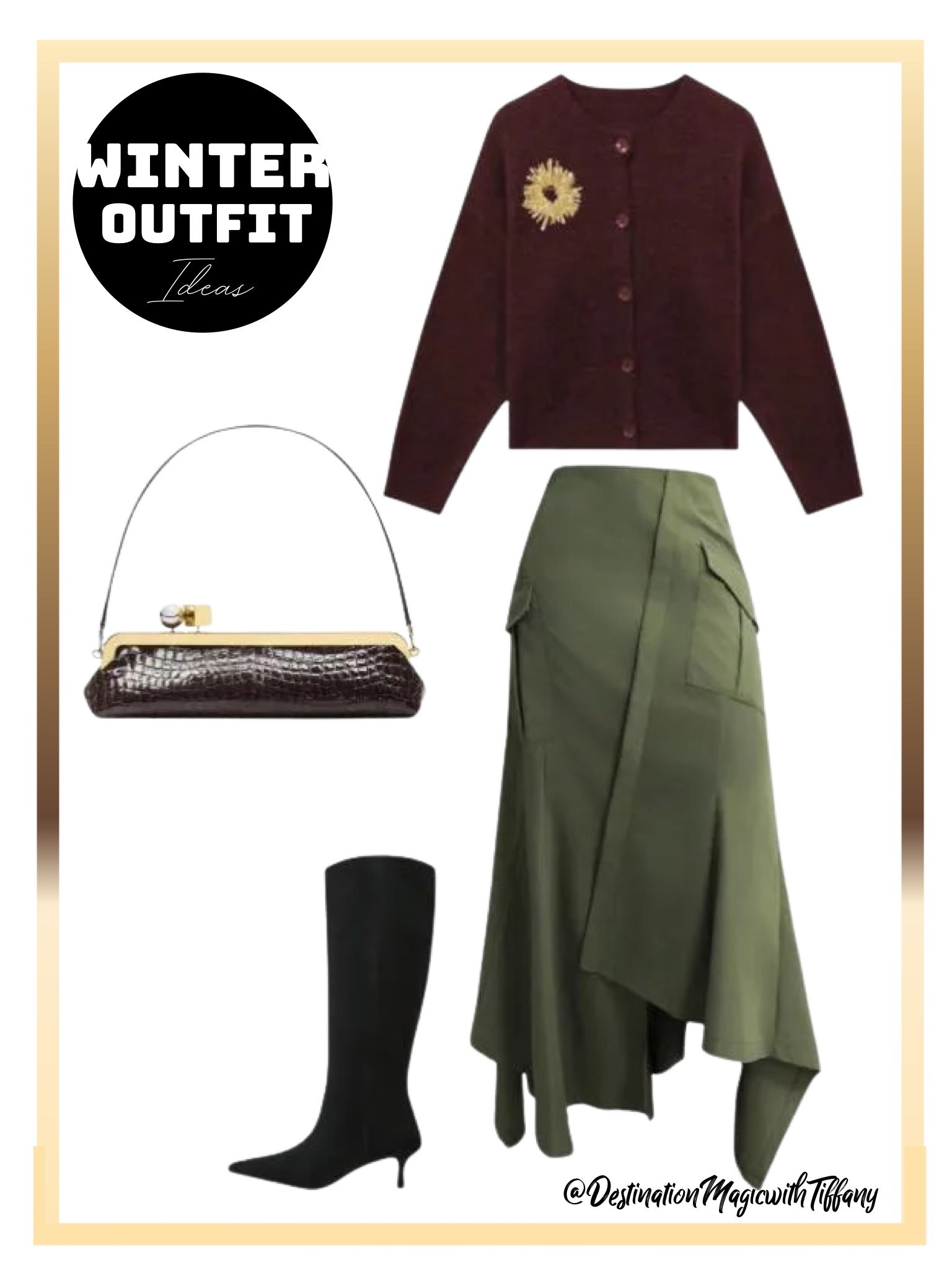 This everyday magic winter outfit blends rich textures with timeless silhouettes. A cozy cropped cardigan paired with a flowy midi skirt creates a polished yet relaxed look, while knee-high boots add a sleek finish. The earthy color palette makes this outfit perfect for winter days, casual dinners, or seasonal events.

Finished with a vintage-inspired handbag, this look feels thoughtfully styled without trying too hard. It’s a capsule-friendly outfit that balances comfort, movement, and elegance — easy to wear and easy to love.

#EverydayMagic #WinterOutfitInspo #CapsuleWardrobe #EffortlessStyle #LTKFinds #ChicEveryday #TravelStyle #DestinationMagicWithTiffany

#LTKootd