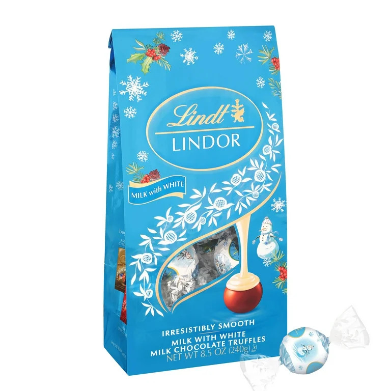 Lindt Lindor Milk with White Chocolate Candy Truffles, 8.5 oz Bag | Walmart (US)