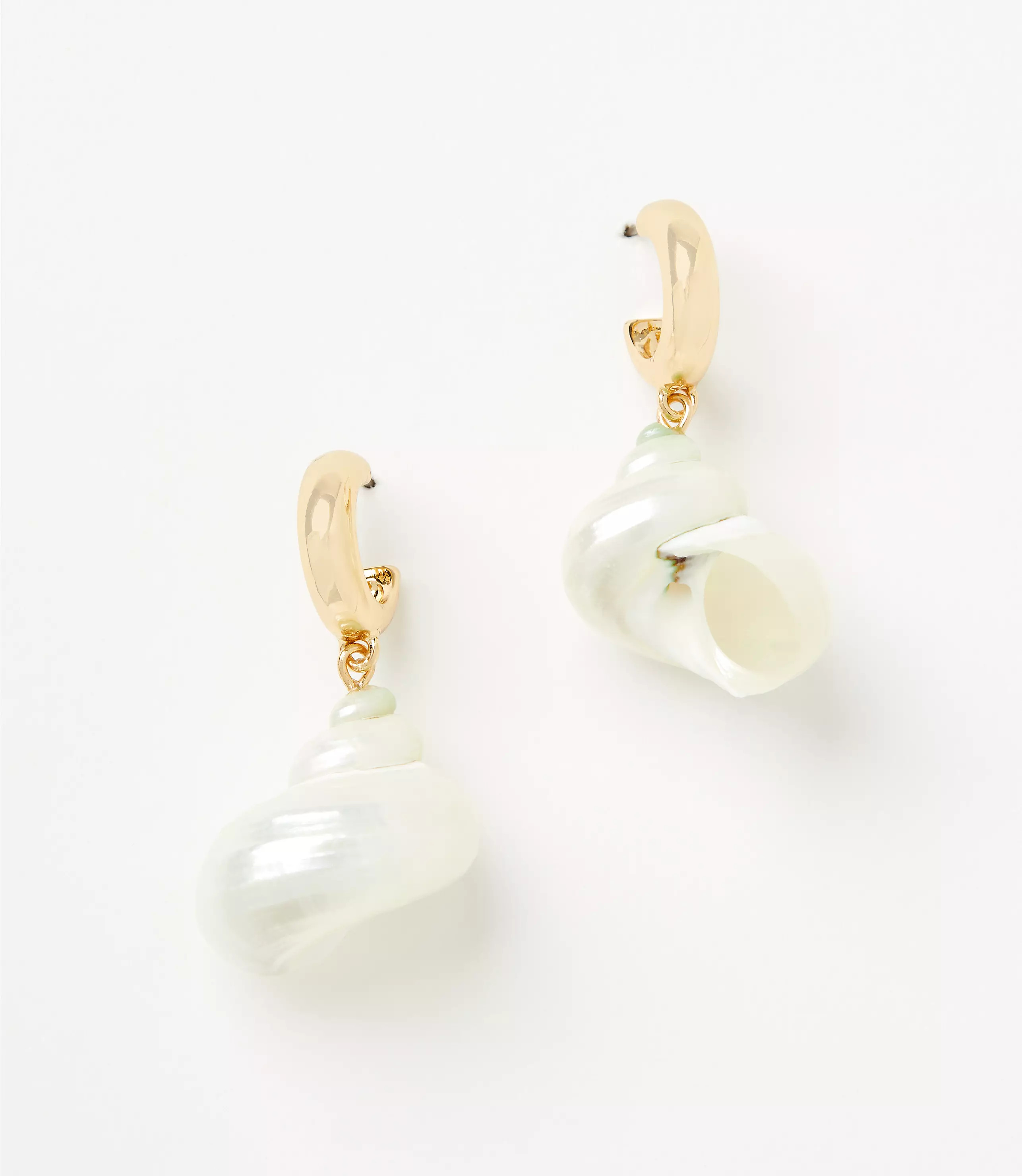 Mother Of Pearl Shell Drop Hoop Earrings | LOFT
