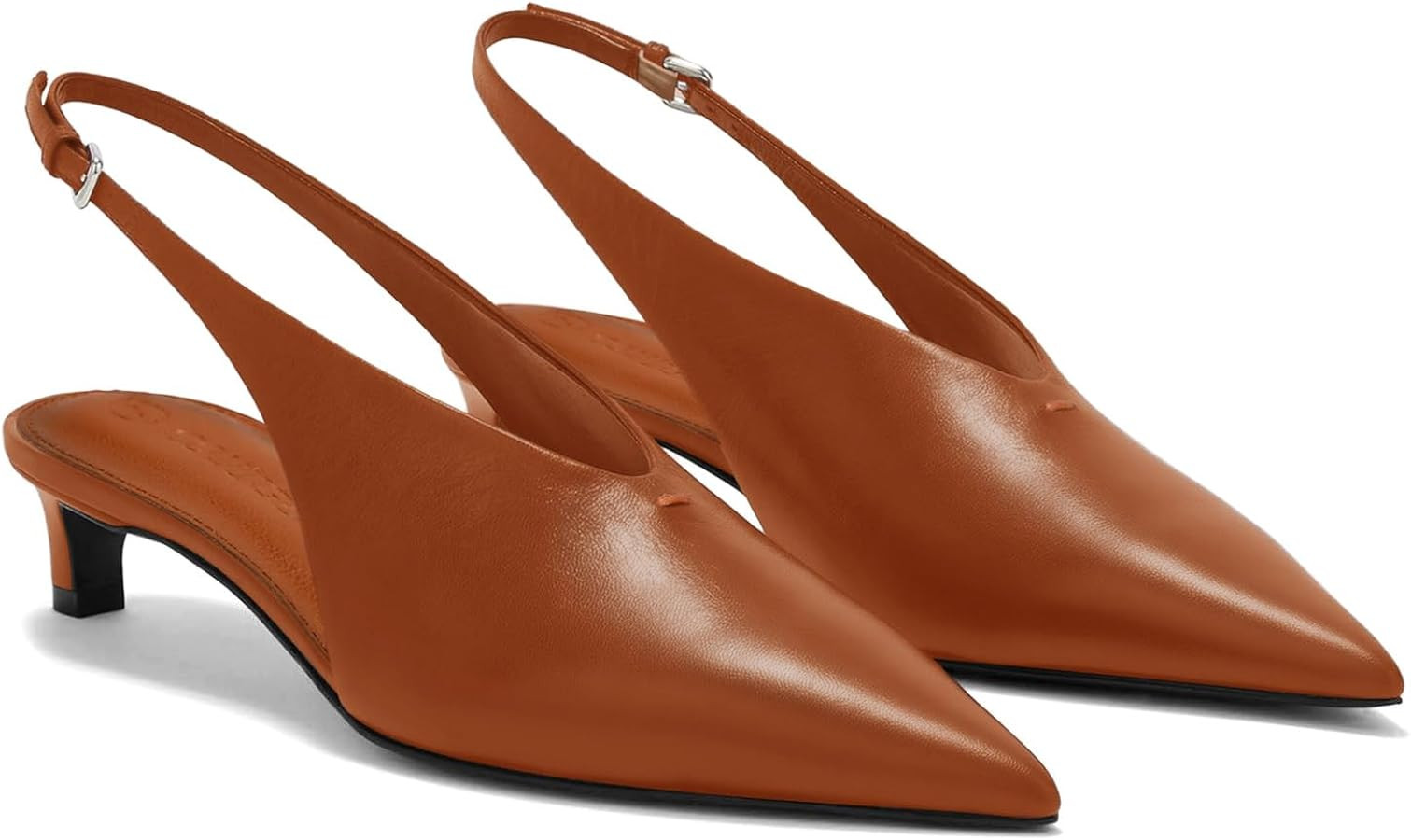 Coutgo Womens Low Kitten Heels Slingback Closed Pointed Toe V-Cut Business Work Pumps Dress Shoes | Amazon (US)