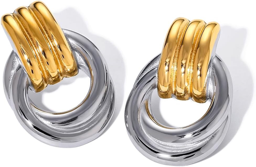 Chunky Gold Earrings Statement Stud for Women Trendy | Amazon (US)