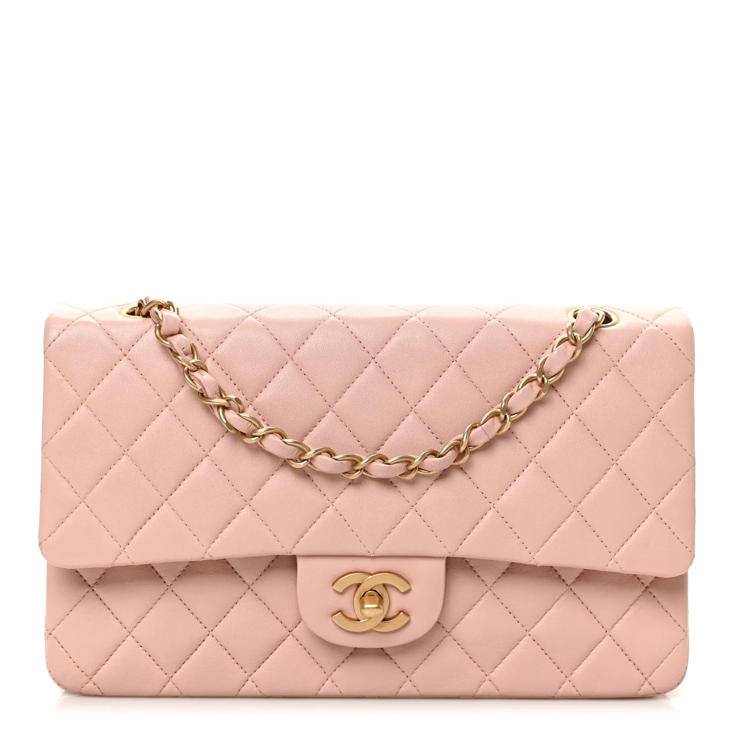 Lambskin Quilted Medium Double Flap Light Pink | FASHIONPHILE (US)
