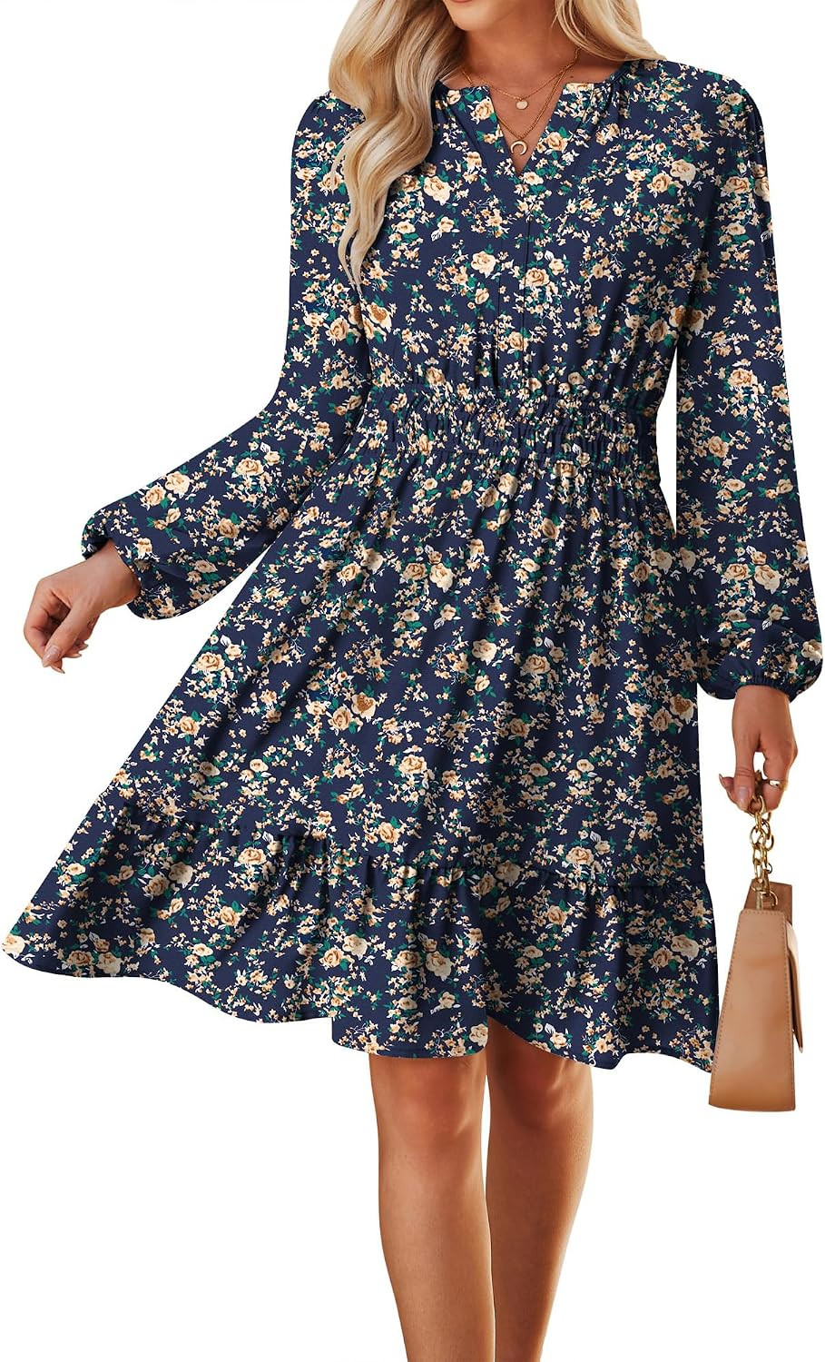 GRACE KARIN Women's V-Neck A-Line Knee Length Dress with Pockets | Amazon (US)