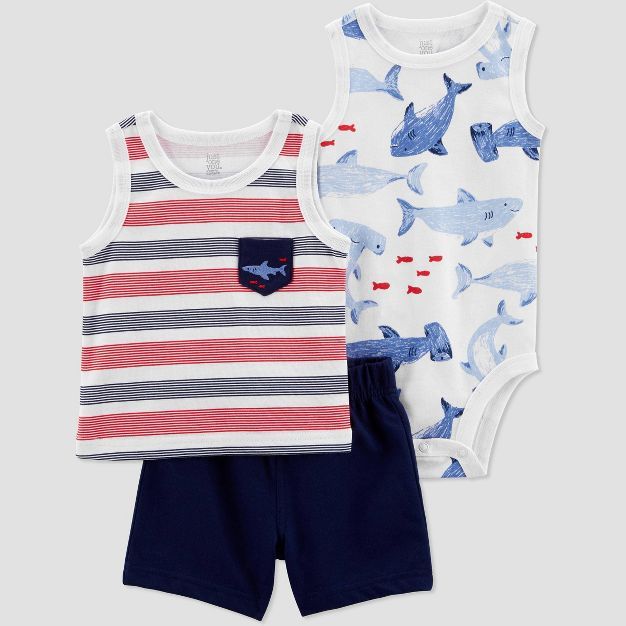 Baby Boys' Shark Top & Bottom Set - Just One You® made by carter's Blue/Red | Target