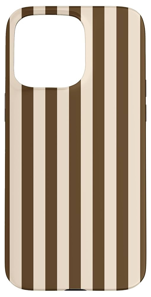 Brown Cream Stripe Phone Case, Girls Fall Striped Aesthetic Case for iPhone 15 Pro Max | Amazon (US)